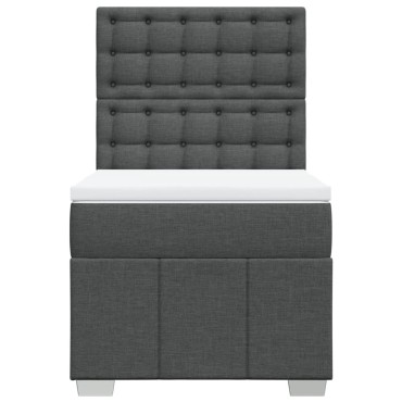 vidaXL Κρεβάτι Boxspring με Στρώμα Σκούρο Γκρι 90x200 εκ. Υφασμάτινο