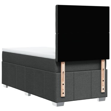 vidaXL Κρεβάτι Boxspring με Στρώμα Σκούρο Γκρι 90x200 εκ. Υφασμάτινο