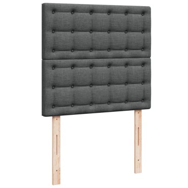 vidaXL Κρεβάτι Boxspring με Στρώμα Σκούρο Γκρι 90x200 εκ. Υφασμάτινο