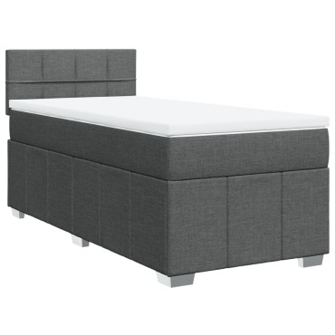 vidaXL Κρεβάτι Boxspring με Στρώμα Σκούρο Γκρι 90x200 εκ. Υφασμάτινο