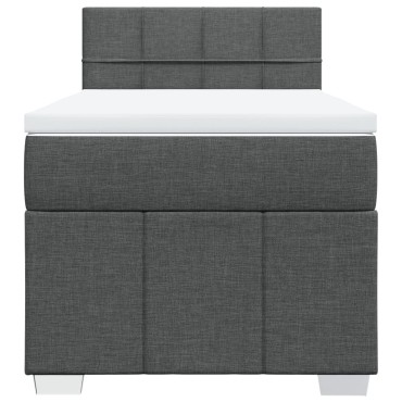 vidaXL Κρεβάτι Boxspring με Στρώμα Σκούρο Γκρι 90x200 εκ. Υφασμάτινο