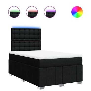 vidaXL Κρεβάτι Boxspring με Στρώμα Μαύρο 120x190 εκ. Υφασμάτινο