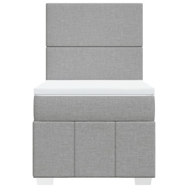 vidaXL Κρεβάτι Boxspring με Στρώμα Ανοιχτό Γκρι 100x200 εκ. Υφασμάτινο