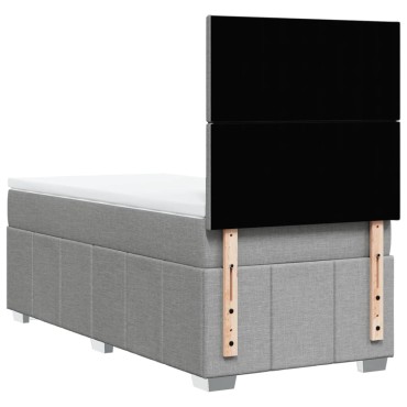 vidaXL Κρεβάτι Boxspring με Στρώμα Ανοιχτό Γκρι 100x200 εκ. Υφασμάτινο
