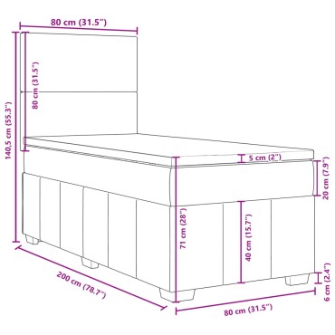 vidaXL Κρεβάτι Boxspring με Στρώμα Σκούρο Γκρι 80x200 εκ. Υφασμάτινο