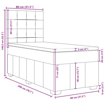vidaXL Κρεβάτι Boxspring με Στρώμα Σκούρο Γκρι 80x200 εκ. Υφασμάτινο