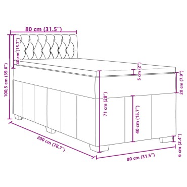 vidaXL Κρεβάτι Boxspring με Στρώμα Σκούρο Γκρι 80x200 εκ. Υφασμάτινο