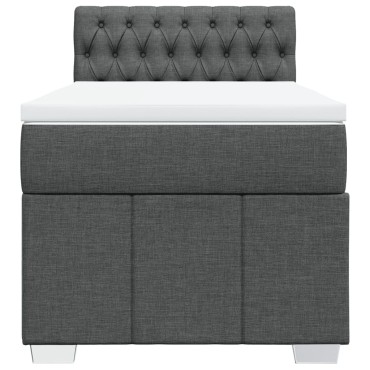 vidaXL Κρεβάτι Boxspring με Στρώμα Σκούρο Γκρι 80x200 εκ. Υφασμάτινο