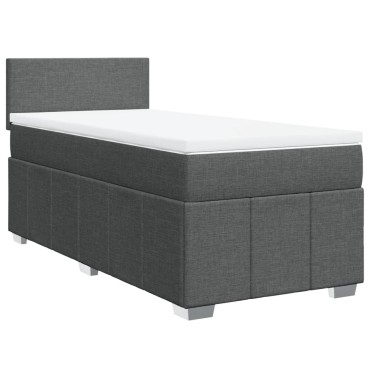 vidaXL Κρεβάτι Boxspring με Στρώμα Σκούρο Γκρι 90x190 εκ. Υφασμάτινο