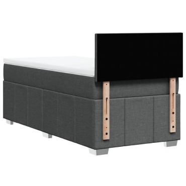vidaXL Κρεβάτι Boxspring με Στρώμα Σκούρο Γκρι 90x190 εκ. Υφασμάτινο