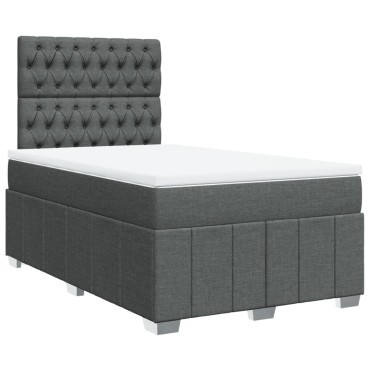 vidaXL Κρεβάτι Boxspring με Στρώμα Σκούρο Γκρι 120x190 εκ Υφασμάτινο