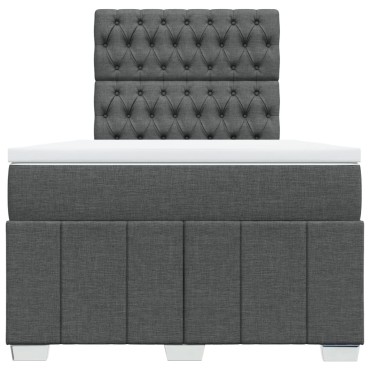 vidaXL Κρεβάτι Boxspring με Στρώμα Σκούρο Γκρι 120x190 εκ Υφασμάτινο