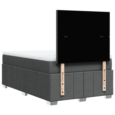 vidaXL Κρεβάτι Boxspring με Στρώμα Σκούρο Γκρι 120x190 εκ Υφασμάτινο