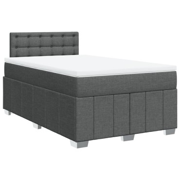 vidaXL Κρεβάτι Boxspring με Στρώμα Σκούρο Γκρι 120x190 εκ Υφασμάτινο