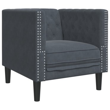 vidaXL Πολυθρόνα Chesterfield Σκούρο Γκρι Βελούδινη 71x74,5x70,5cm 1 τεμ. Γωνιακός
