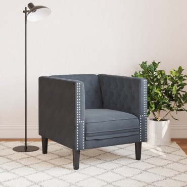 vidaXL Πολυθρόνα Chesterfield Σκούρο Γκρι Βελούδινη 71x74,5x70,5cm 1 τεμ. Γωνιακός