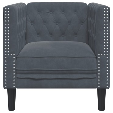 vidaXL Πολυθρόνα Chesterfield Σκούρο Γκρι Βελούδινη 71x74,5x70,5cm 1 τεμ. Γωνιακός