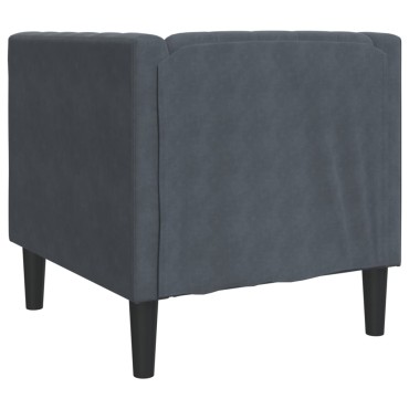 vidaXL Πολυθρόνα Chesterfield Σκούρο Γκρι Βελούδινη 71x74,5x70,5cm 1 τεμ. Γωνιακός
