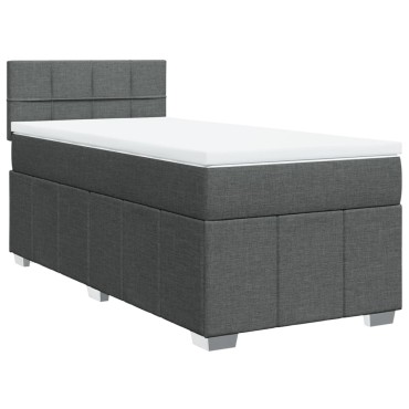 vidaXL Κρεβάτι Boxspring με Στρώμα Σκούρο Γκρι 80x200 εκ. Υφασμάτινο