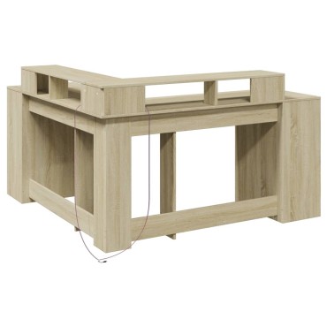 vidaXL Γραφείο με LED Sonoma δρυς 152x152x91cm Επεξεργ. Ξύλο 1 τεμ.