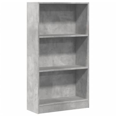 vidaXL Βιβλιοθήκη Γκρι Σκυροδέματος 60x24x109cm Επεξεργ. Ξύλο 1 τεμ.