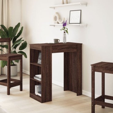 vidaXL Τραπέζι Μπαρ με Ράγες Καφέ Δρυς 95x47x103,5cm Επεξεργ. Ξύλο 1 τεμ.