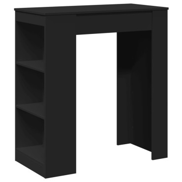 vidaXL Τραπέζι Μπαρ με Ράφια Μαύρο 95x47x103,5cm Επεξεργ. Ξύλο 1 τεμ.