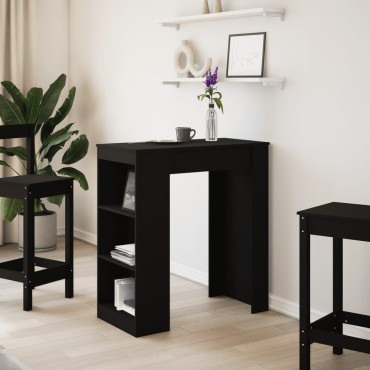 vidaXL Τραπέζι Μπαρ με Ράφια Μαύρο 95x47x103,5cm Επεξεργ. Ξύλο 1 τεμ.