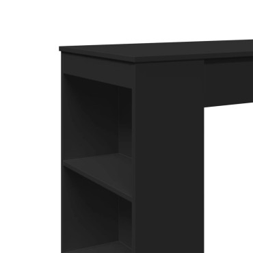 vidaXL Τραπέζι Μπαρ με Ράφια Μαύρο 95x47x103,5cm Επεξεργ. Ξύλο 1 τεμ.