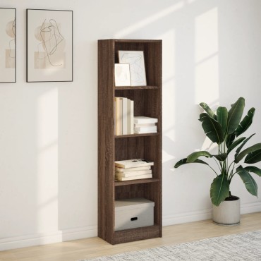 vidaXL Βιβλιοθήκη Καφέ Δρυς 40x24x143cm από Επεξεργασμένο Ξύλο 1 τεμ.