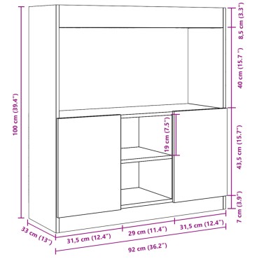 vidaXL Ντουλάπι Όψη Παλαιού Ξύλου 92x33x100cm Επεξεργασμένο Ξύλο 1 τεμ.
