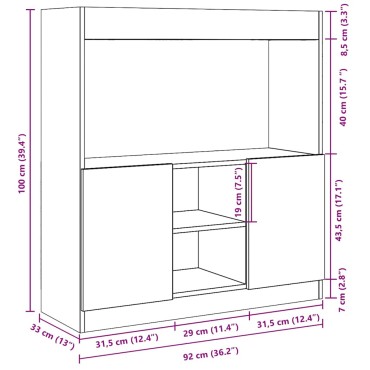 vidaXL Ντουλάπι Όψη Παλαιού Ξύλου 92x33x100cm Επεξεργασμένο Ξύλο 1 τεμ.