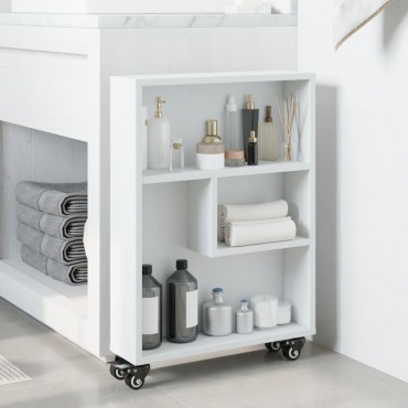 vidaXL Τρόλεϊ Αποθήκευσης Στενό Λευκό 48x13x68cm Επεξεργασμένο Ξύλο