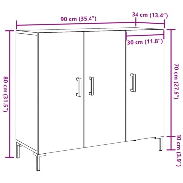 vidaXL Ντουλάπι Παλαιό Ξύλο 90x34x80cm από Επεξεργασμένο Ξύλο 1 τεμ.