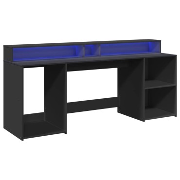 vidaXL Γραφείο με LED Μαύρο 200x55x91cm από Επεξεργασμένο Ξύλο 1 τεμ.