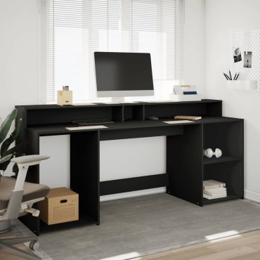 vidaXL Γραφείο με LED Μαύρο 200x55x91cm από Επεξεργασμένο Ξύλο 1 τεμ.
