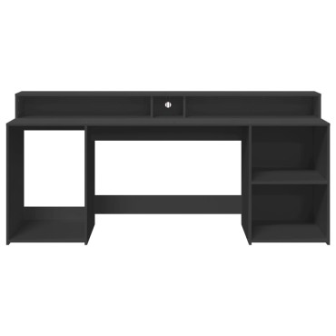 vidaXL Γραφείο με LED Μαύρο 200x55x91cm από Επεξεργασμένο Ξύλο 1 τεμ.