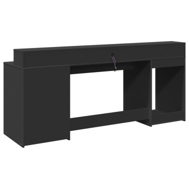 vidaXL Γραφείο με LED Μαύρο 200x55x91cm από Επεξεργασμένο Ξύλο 1 τεμ.
