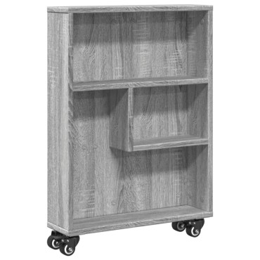 vidaXL Τρόλεϊ Αποθήκευσης Στενό Γκρι Sonoma 48x13x68cm Επεξ. Ξύλο