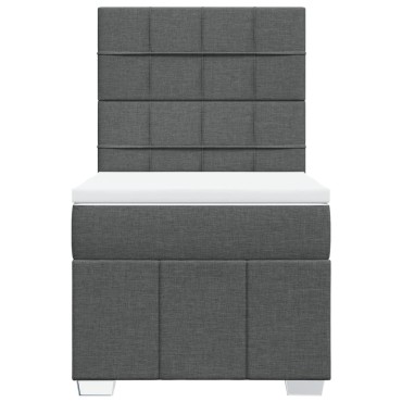 vidaXL Κρεβάτι Boxspring με Στρώμα Σκούρο Γκρι 90x200 εκ. Υφασμάτινο