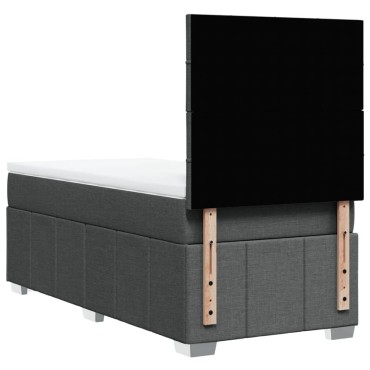 vidaXL Κρεβάτι Boxspring με Στρώμα Σκούρο Γκρι 90x200 εκ. Υφασμάτινο