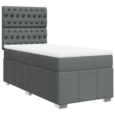 vidaXL Κρεβάτι Boxspring με Στρώμα Σκούρο Γκρι 90x200 εκ. Υφασμάτινο