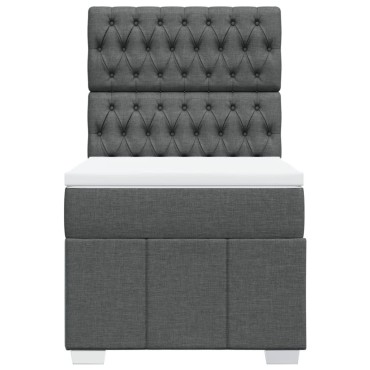 vidaXL Κρεβάτι Boxspring με Στρώμα Σκούρο Γκρι 90x200 εκ. Υφασμάτινο