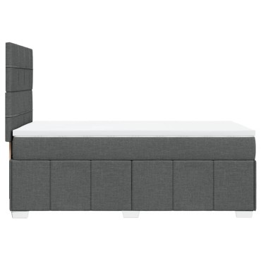 vidaXL Κρεβάτι Boxspring με Στρώμα Σκούρο Γκρι 90x200 εκ. Υφασμάτινο