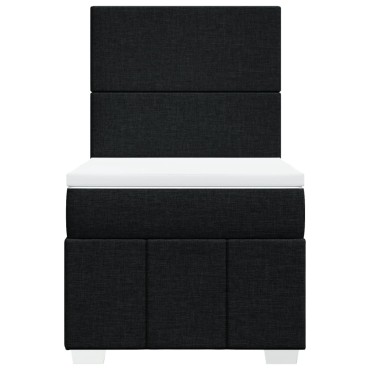 vidaXL Κρεβάτι Boxspring με Στρώμα Μαύρο 90x200 εκ. Υφασμάτινο