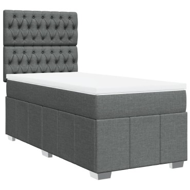 vidaXL Κρεβάτι Boxspring με Στρώμα Σκούρο Γκρι 90x200 εκ. Υφασμάτινο