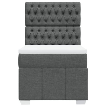 vidaXL Κρεβάτι Boxspring με Στρώμα Σκούρο Γκρι 90x200 εκ. Υφασμάτινο