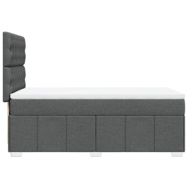 vidaXL Κρεβάτι Boxspring με Στρώμα Σκούρο Γκρι 90x200 εκ. Υφασμάτινο