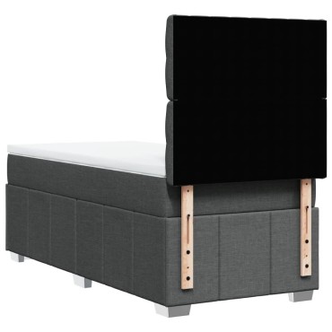 vidaXL Κρεβάτι Boxspring με Στρώμα Σκούρο Γκρι 90x200 εκ. Υφασμάτινο