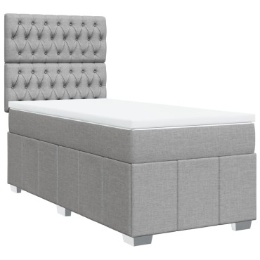 vidaXL Κρεβάτι Boxspring με Στρώμα Ανοιχτό Γκρι 100x200 εκ. Υφασμάτινο